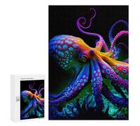 Jigsaw Puzzles 300 PCS for Adults Glowing Octopus Artwork-1 Jigsaw for Adults Anti-Stress Toys A Work of Art Great Gift for Gaming 300 PCS