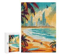 Jigsaw Puzzles 300 PCS for Adults Gold Coast Paradise Teenagers Puzzles Hands-on Game Precision Cutting Help The Brain Exercise 300 PCS