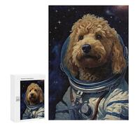 Jigsaw Puzzles 300 PCS for Adults Goldendoodle The Astronaut Puzzle for Adults Relax Games Hand Speed Race for Birthday, Chrismas 300 PCS