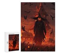 Jigsaw Puzzles 300 PCS for Adults Halloween Scarecrow with Glowing Eyes Jigsaw Puzzle Anti-Stress Toys For Family Fun Deal As Gifts for The Whole Family 300 PCS