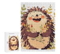 Jigsaw Puzzles 300 PCS for Adults Happy Hedgehog with Flowers Illustration Jigsaw Puzzle Anti-Stress Toys For Family Fun Deal As Gifts for The Whole Family 300 PCS