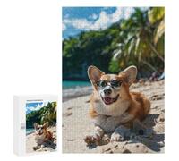 Jigsaw Puzzles 300 PCS for Adults Happy Welsh Corgi Beach Teenagers Puzzles Toy Wall Decor Perfect Decoration Challenging To Complete 300 PCS