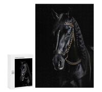 Jigsaw Puzzles 300 PCS for Adults Horse Gold Dark Adult Jigsaw Puzzle Toy Wall Decor Analysis And Logic Challenging To Complete 300 PCS