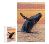 Jigsaw Puzzles 300 PCS for Adults Humpback Whale Breaching Sunset Puzzles for Adults Fun Games Staycation Kill Time for Birthday, Chrismas 300 PCS