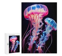 Jigsaw Puzzles 300 PCS for Adults Jellyfish 01 Blue And Pink Teenagers Puzzles Hands-on Game Precision Cutting Help The Brain Exercise 300 PCS