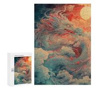Jigsaw Puzzles 300 PCS for Adults Kanagawa Dragon in Clouds Teenagers Puzzles Toy Wall Decor Perfect Decoration Challenging To Complete 300 PCS