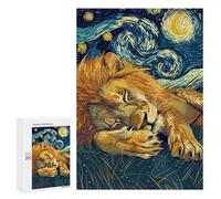 Jigsaw Puzzles 300 PCS for Adults Lion Sleeping Under Starry Night Sky Adult Jigsaw Puzzle Toy Wall Decor Analysis And Logic Challenging To Complete 300 PCS