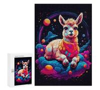 Jigsaw Puzzles 300 PCS for Adults Llama Cub Lying Space Teenagers Puzzles Hands-on Game Precision Cutting Help The Brain Exercise 300 PCS