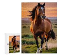 Jigsaw Puzzles 300 PCS for Adults Majestic Horse Galloping at Sunset Puzzles for Adults Fun Games Staycation Kill Time for Birthday, Chrismas 300 PCS