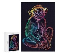 Jigsaw Puzzles 300 PCS for Adults Monkey Animal Neon Adult Jigsaw Puzzle Toy Wall Decor Analysis And Logic Challenging To Complete 300 PCS