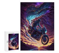 Jigsaw Puzzles 300 PCS for Adults Motorcycle Rider in Stormy Sky Jigsaw Puzzle Anti-Stress Toys For Family Fun Deal As Gifts for The Whole Family 300 PCS