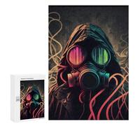 Jigsaw Puzzles 300 PCS for Adults Neon Gas Mask Artwork-4 Jigsaw for Adults Anti-Stress Toys A Work of Art Great Gift for Gaming 300 PCS