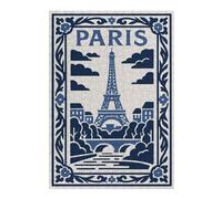 Jigsaw Puzzles 300 PCS for Adults Paris Eiffel Tower Blue Illustration Jigsaws for Adults Brain Teaser Game For Family Fun Help The Brain Exercise 300 PCS