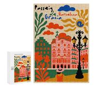 Jigsaw Puzzles 300 PCS for Adults Passeig De Gràcia, Barcelona Illustration Jigsaw Puzzle Anti-Stress Toys For Family Fun Deal As Gifts for The Whole Family 300 PCS