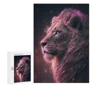 Jigsaw Puzzles 300 PCS for Adults Pink Fantasy Lion Glow Teenagers Puzzles Toy Wall Decor Perfect Decoration Challenging To Complete 300 PCS