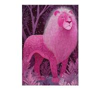 Jigsaw Puzzles 300 PCS for Adults Pink Lion in A Forest Illustration Jigsaws for Adults Brain Teaser Game For Family Fun Help The Brain Exercise 300 PCS
