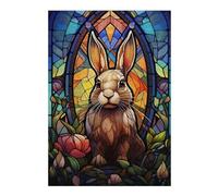 Jigsaw Puzzles 300 PCS for Adults Rabbit Bunny Stained Glass Adult Jigsaw Toy Wall Decor Difficult Challenge Great Gift for Gaming 300 PCS