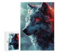 Jigsaw Puzzles 300 PCS for Adults Red Eye Wolf Puzzle for Adults Relax Games Hand Speed Race for Birthday, Chrismas 300 PCS