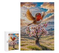 Jigsaw Puzzles 300 PCS for Adults Robin Singing in Spring Teenagers Puzzles Hands-on Game Precision Cutting Help The Brain Exercise 300 PCS