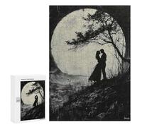 Jigsaw Puzzles 300 PCS for Adults Romantic Moonlit Embrace - Charcoal Style Adult Puzzles Family Games Hand Speed Race Gifts for Friends And Family 300 PCS