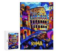 Jigsaw Puzzles 300 PCS for Adults Rome Colosseum Colors - Vibrant Geometric Cityscape Teenagers Puzzles Toy Wall Decor Perfect Decoration Challenging To Complete 300 PCS