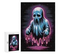 Jigsaw Puzzles 300 PCS for Adults Sad Blue Ghost with Pink Drips Adult Puzzles Family Games Hand Speed Race Gifts for Friends And Family 300 PCS