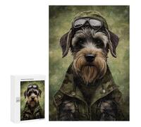 Jigsaw Puzzles 300 PCS for Adults Schnauzer Camo Jacket Puzzle for Adults Relax Games Hand Speed Race for Birthday, Chrismas 300 PCS