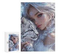 Jigsaw Puzzles 300 PCS for Adults Snowflake Princess with Snow Leopard Puzzles for Teenagers Family Activities Educational Challenge Challenging Game And Family Play 300 PCS