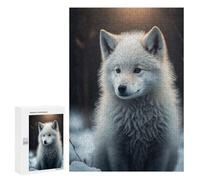 Jigsaw Puzzles 300 PCS for Adults Snowy Wolf Pup in Winter Wonderland Teenagers Puzzles Toy Wall Decor Perfect Decoration Challenging To Complete 300 PCS