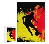 Jigsaw Puzzles 300 PCS for Adults Soccer Player Silhouette with Belgium Flag Abstract Background Puzzles for Adults Fun Games Staycation Kill Time for Birthday, Chrismas 300 PCS
