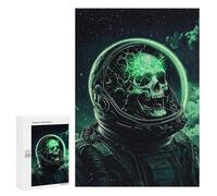 Jigsaw Puzzles 300 PCS for Adults Space Horror Astronaut with Glowing Skull Jigsaws for Adults Puzzle Family Activities Challenging To Complete Learning Educational Toys 300 PCS