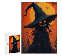 Jigsaw Puzzles 300 PCS for Adults Spooky Halloween Witch Moon Teenagers Puzzles Hands-on Game Precision Cutting Help The Brain Exercise 300 PCS