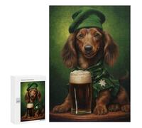 Jigsaw Puzzles 300 PCS for Adults St Patrick Dachshund Jigsaw for Adults Anti-Stress Toys A Work of Art Great Gift for Gaming 300 PCS