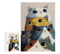 Jigsaw Puzzles 300 PCS for Adults Stack of Colorful Cats Illustration Teenagers Puzzles Hands-on Game Precision Cutting Help The Brain Exercise 300 PCS