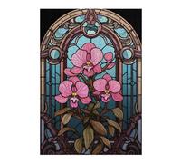 Jigsaw Puzzles 300 PCS for Adults Stained Glass Orchid Adult Jigsaw Toy Wall Decor Difficult Challenge Great Gift for Gaming 300 PCS