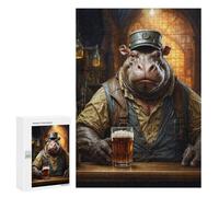 Jigsaw Puzzles 300 PCS for Adults Steampunk Craft Beer Hippo Teenagers Puzzles Toy Wall Decor Perfect Decoration Challenging To Complete 300 PCS