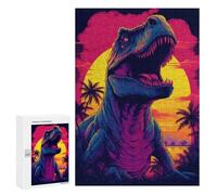 Jigsaw Puzzles 300 PCS for Adults Vibrant Dinosaur Sunset Artwork Jigsaw for Adults Anti-Stress Toys A Work of Art Great Gift for Gaming 300 PCS