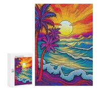Jigsaw Puzzles 300 PCS for Adults Vibrant Tropical Sunset Scene Jigsaws for Adults Puzzle Family Activities Challenging To Complete Learning Educational Toys 300 PCS