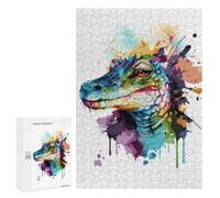 Jigsaw Puzzles 300 PCS for Adults Watercolor Crocodile Puzzles for Adults Family Games Difficult Hard for Birthday, Chrismas 300 PCS