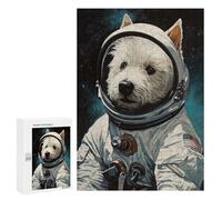 Jigsaw Puzzles 300 PCS for Adults Westie Dog The Astronaut Puzzles for Adults Family Games Difficult Hard for Birthday, Chrismas 300 PCS