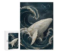 Jigsaw Puzzles 300 PCS for Adults Whale in Ocean Waves with Constellation Puzzles for Adults Fun Games Staycation Kill Time for Birthday, Chrismas 300 PCS
