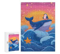Jigsaw Puzzles 300 PCS for Adults Whale, Penguin, And Starfish Ocean Adventure Teenagers Puzzles Hands-on Game Precision Cutting Help The Brain Exercise 300 PCS