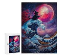 Jigsaw Puzzles 300 PCS for Adults Wizard Cat And The Great Wave Adult Jigsaw Puzzle Toy Wall Decor Analysis And Logic Challenging To Complete 300 PCS