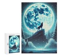 Jigsaw Puzzles 300 PCS for Adults Wolf Howling Moon Puzzles for Adults Fun Games Staycation Kill Time for Birthday, Chrismas 300 PCS
