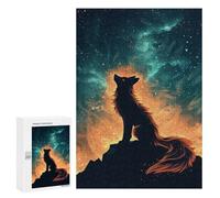 Jigsaw Puzzles 300 PCS for Adults Wolf Howling Under Cosmic Fire Sky Adult Puzzles Family Games Hand Speed Race Gifts for Friends And Family 300 PCS