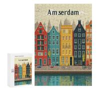 Jigsaw Puzzles 300 PCS for Teenagers Amsterdam City Guide Jigsaw Puzzles for Adults Enhance Memory Parent-child Interaction Toy Intellectual Game 300 PCS