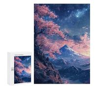 Jigsaw Puzzles 300 PCS for Teenagers Cherry Blossom Mountain Night Sky Jigsaws for Adults Puzzle Enhance Memory Educational Challenge Stress Reduction Gifts 300 PCS