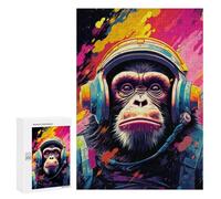 Jigsaw Puzzles 300 PCS for Teenagers Chimpanzee Astronaut Art Print Jigsaws for Adults Puzzle Enhance Memory Educational Challenge Stress Reduction Gifts 300 PCS