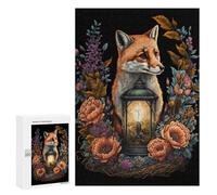 Jigsaw Puzzles 300 PCS for Teenagers Fox Lantern with Flowers-2 Jigsaw Puzzles for Adults Enhance Memory Parent-child Interaction Toy Intellectual Game 300 PCS