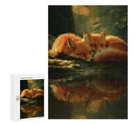 Jigsaw Puzzles 300 PCS for Teenagers Foxes Resting by Water Jigsaws for Adults Puzzle Enhance Memory Educational Challenge Stress Reduction Gifts 300 PCS